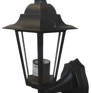 Deta Lantern 6 Panel Coach PIR 60W Black Aluminium