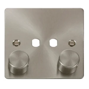Click Scolmore Plate 2 Gang Single Dimmer Knob Brushed Stainless