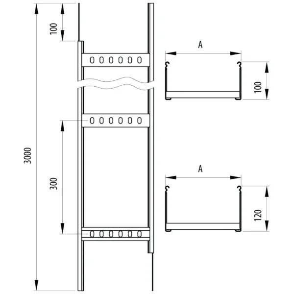 Pemsa Ladder Rack Cable Megaband 450 x 100mm x 3m Hot Dipped Galvanised ...
