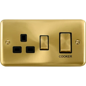 Click Scolmore Cooker Control Unit Ingot 2 Gang DP 13A DP SWD Socket 45A Satin Brass