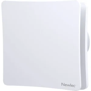 Newlec Wall Fan Continous Running 100mm White with Boost Function, Timer, Humidistat+Pullcord