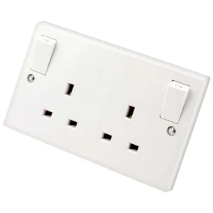 Volex 13A 2 Gang Double Pole Switched Socket With Outboard Rockers