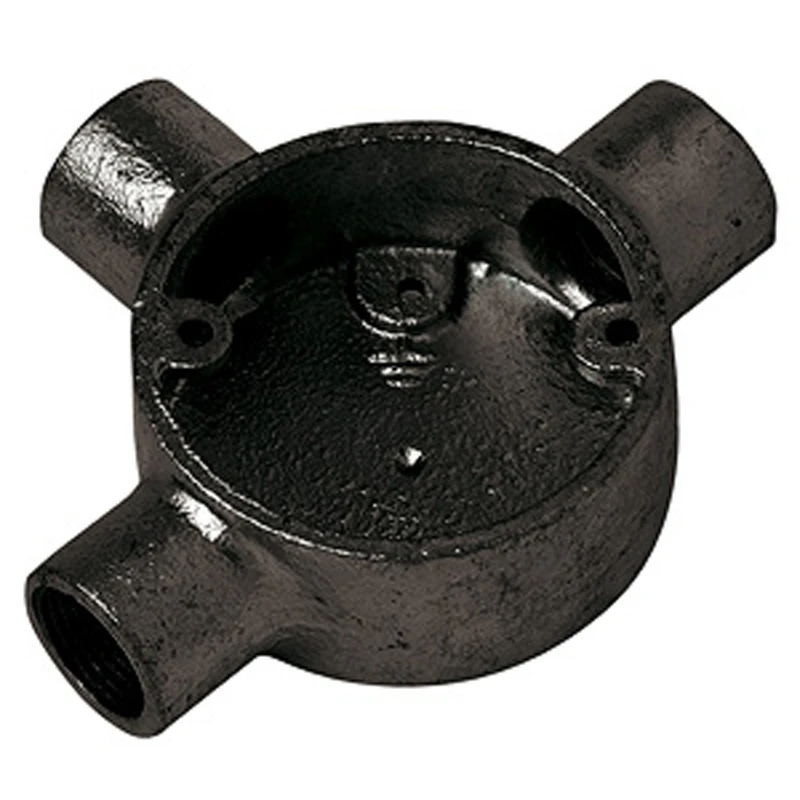 Metpro Malleable Steel Tee Circular Conduit Box 20mm Black Enamel - Image 2