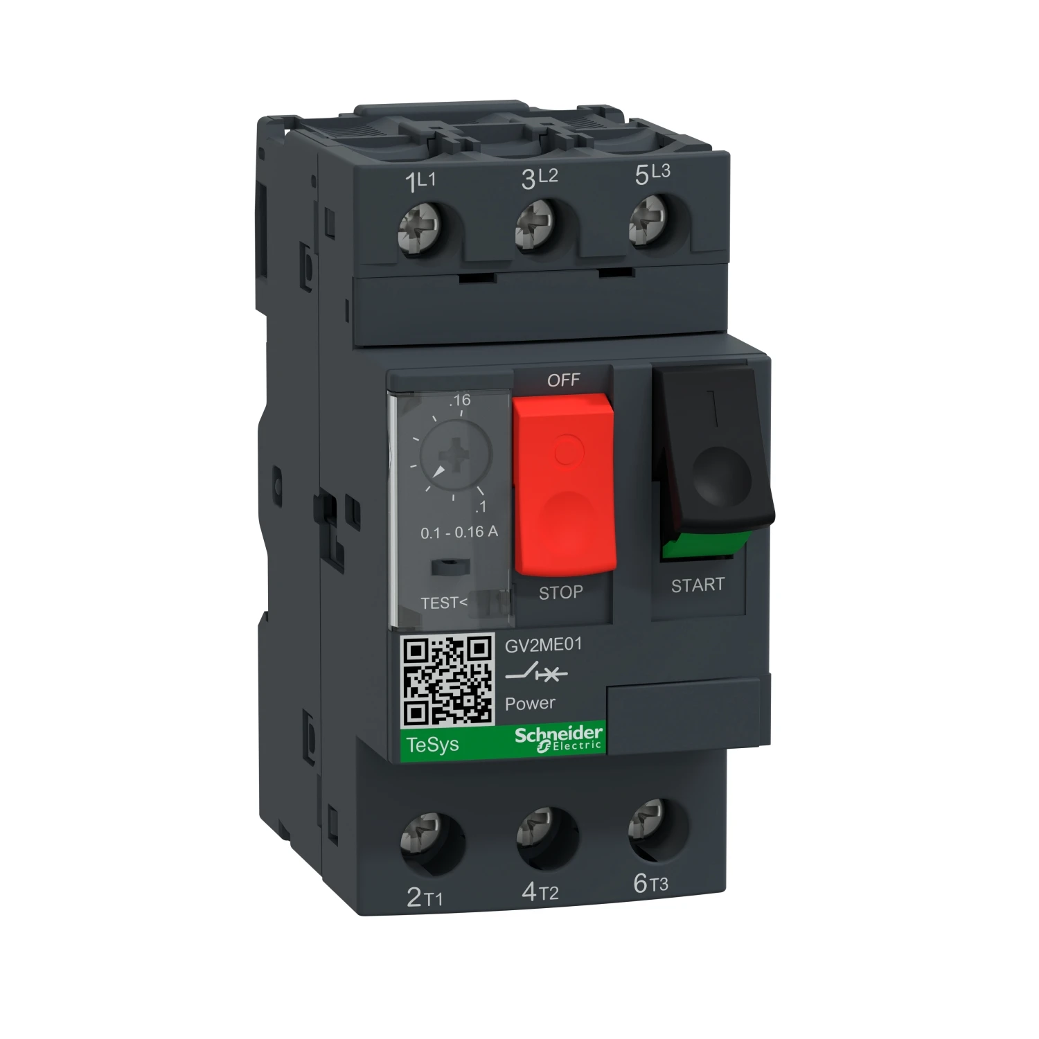Schneider Electric TeSys 3 Pole 0.1 - 0.16A Thermal-Magnetic Motor Pushbutton Circuit Breaker - Image 2