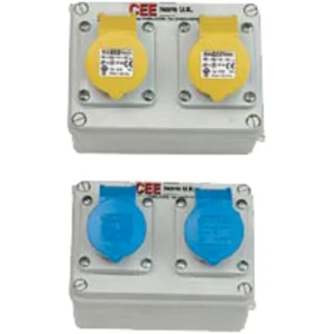 CEENorm Socket on Backbox 2 Gang 16A 110V 3P IP44