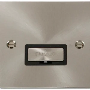 Click Scolmore Connection Unit Fused 13A Brushed Stainless Black Insert