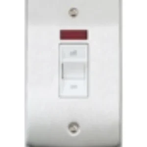 MK Electric Switch DP Neon Flush 45A Brushed Chrome