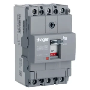Hager MCCB Fixed Thermal/Fixed Magnetic Triple Pole 63A 18Ka 220/415V