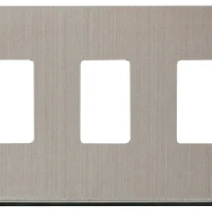 Click Scolmore Victorian Stainless Steel 3 Gang GridPro Frontplate