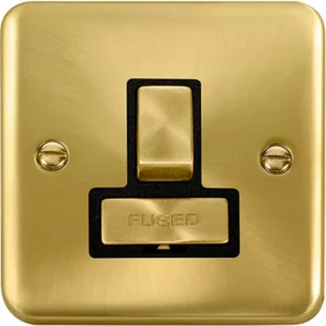 Click Scolmore Connection Unit Ingot DP Switched Fused 13A Sat Brass Black Insert
