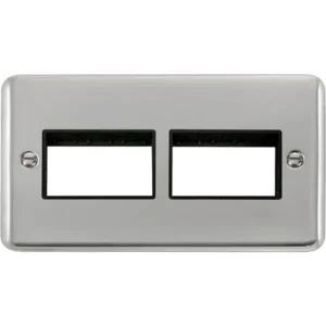 Click Scolmore Front Plate 2 Gang 6 Aperture 2X3 Polished Chrome White Insert
