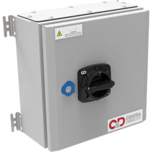 Craig & Derricott Switch Disconnector Changeover 4 P 100A Grey Sheet Steel Hinged Lid Ip