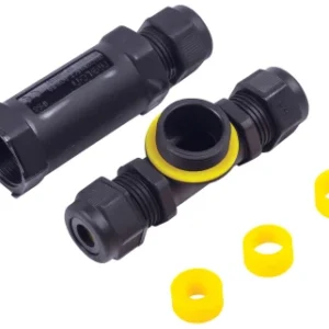 Niglon Cable Joint 3 P T Connector 24A 450V 5-12mm Black Inline IP68
