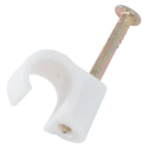Newlec Nail in Round Cable Clip White for 7-8mm Diameter Cables [Pack=100]