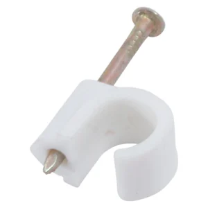 Newlec Nail in Round Cable Clip White for 9-11mm Diameter Cables [Pack=100]