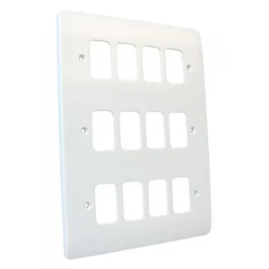 Deta Grid Plate 12 Gang White Moulded