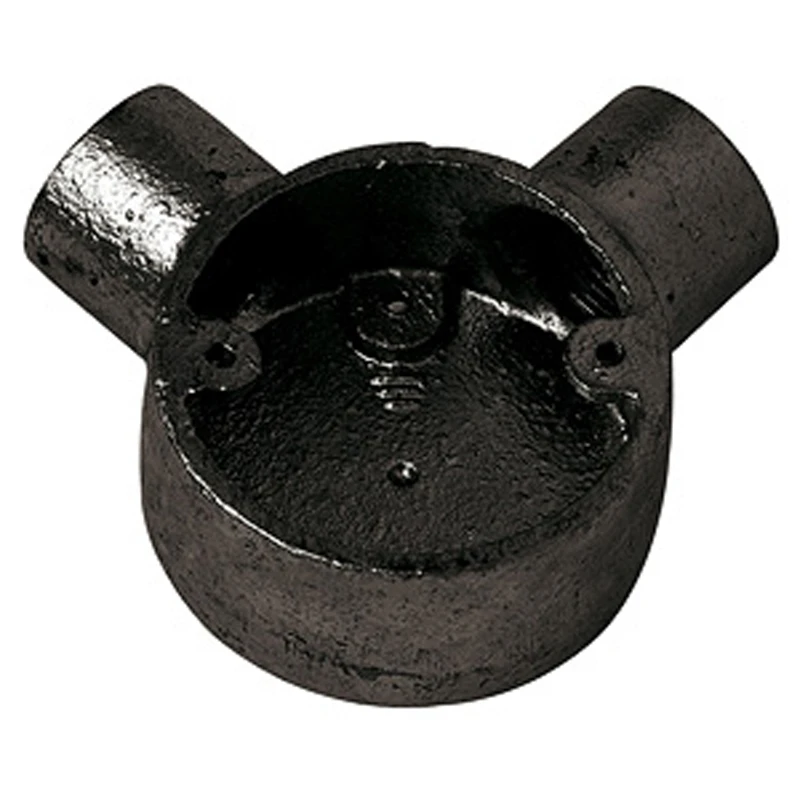 Metpro Malleable Steel Angle Circular Conduit Box 20mm Black Enamel - Image 2