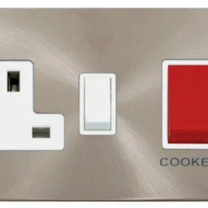 Click Scolmore Cooker Control Unit 13A Socket 45A Brushed Stainless White Insert
