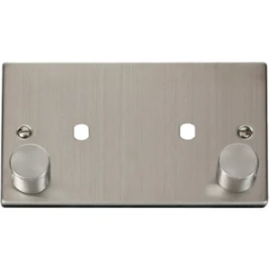 Click Scolmore Front Plate 2 Gang 2 Module Stainless Steel Black&White Gasket Victori