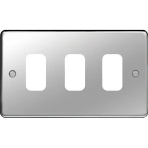 Hager Grid Plate 3 Gang Polished Steel