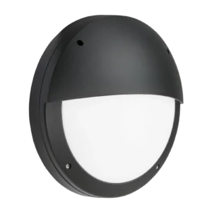 Knightsbridge MLA 230V IP65 18W LED Eyelid Bulkhead CCT with Microwave Sensor Black