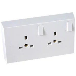 Newlec Double Socket Converter Square Edge 1 Gang to 2 Gang 13A White