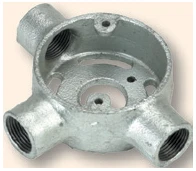 Niglon Circ Box 3 Way Tee Extension 20mm Malleable Iron Galvanised