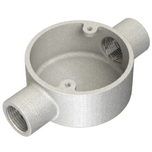Newlec 20mm Steel Conduit Through Box Straight 2 Way Malleable Galvanised Steel