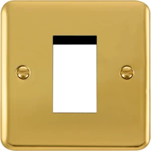 Click Scolmore Front Plate 1 Gang 1 Module Polished Brass Black&White Gasket