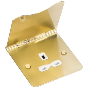 Knightsbridge MLA 13A 1G unswitched floor socket - brushed brass with white insert