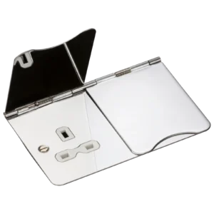 Knightsbridge MLA 13A 2G unswitched floor socket - polished chrome with white insert