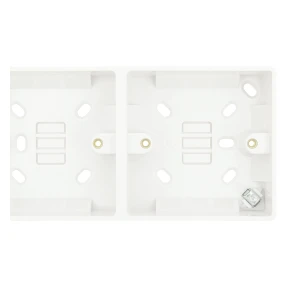 Newlec White Slimline Curved 2 x 1 Gang 25Mm Surface Mounted Pattress Box