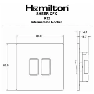 Hamilton Switch Rocker 2 Gang Intermediate 10A 86X86mm Antique Brass Black Insert