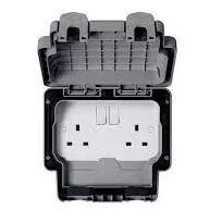 Newlec Weatherproof Ip66 2 Gang 13A Double Pole Switched Socket