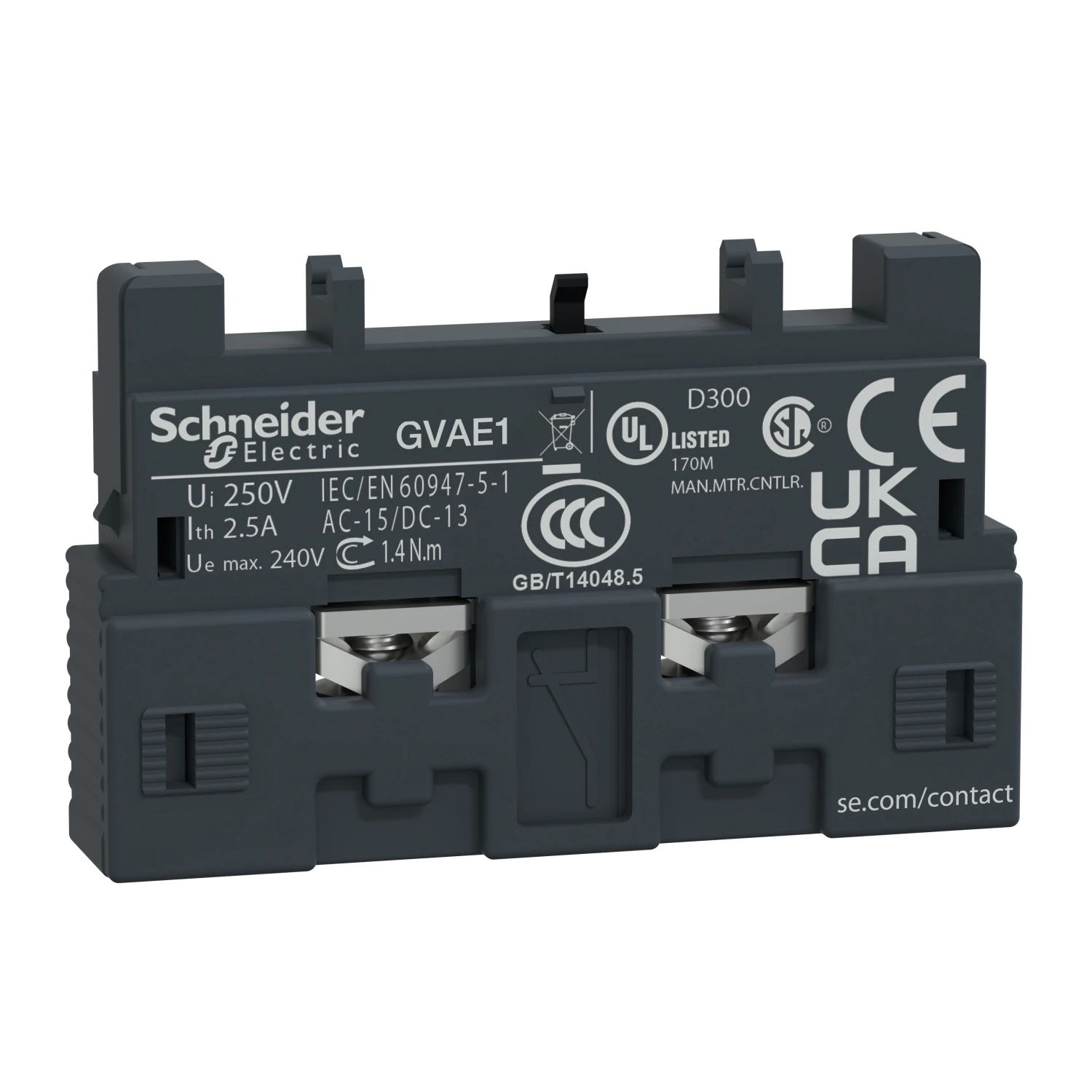 Schneider Electric Tesys GV2 & GV3Auxiliary Contact 1 NO/NC