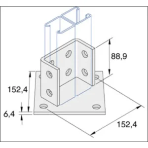 Unistrut Baseplate 8 Hole U Bracket For Back To 152.4 x 88.9mm Steel