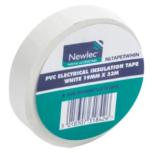 Newlec White PVC Insulation Tape Flame Retardant 19mm x 33m