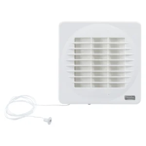 Newlec Wall/Window Axial Fan Standard 100mm White with Humidistat, Pullcord+Backdraft Shutter