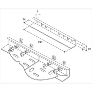 Unistrut Coupler Wrapover For Medium Duty Tray 240 x 28mm Steel Hot Dipped Galvanised