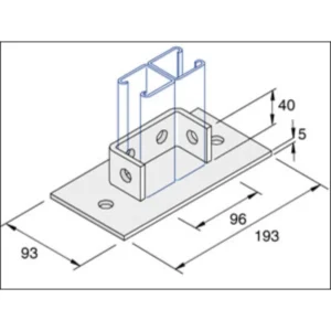 Unistrut Baseplate 4 Hole U Bracket For Back To 200X100X40mm Steel Hot Dip