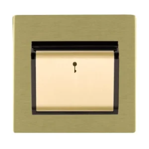 Hamilton Switch 1 Gang 1 Way Card 10A 86X86mm Satin Brass Black Insert