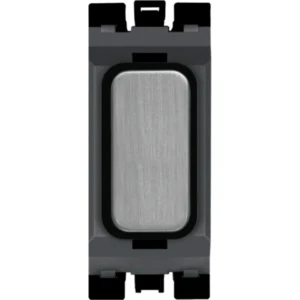 Hager Module 1 Gang Blank Grid Brushed Steel Black Insert