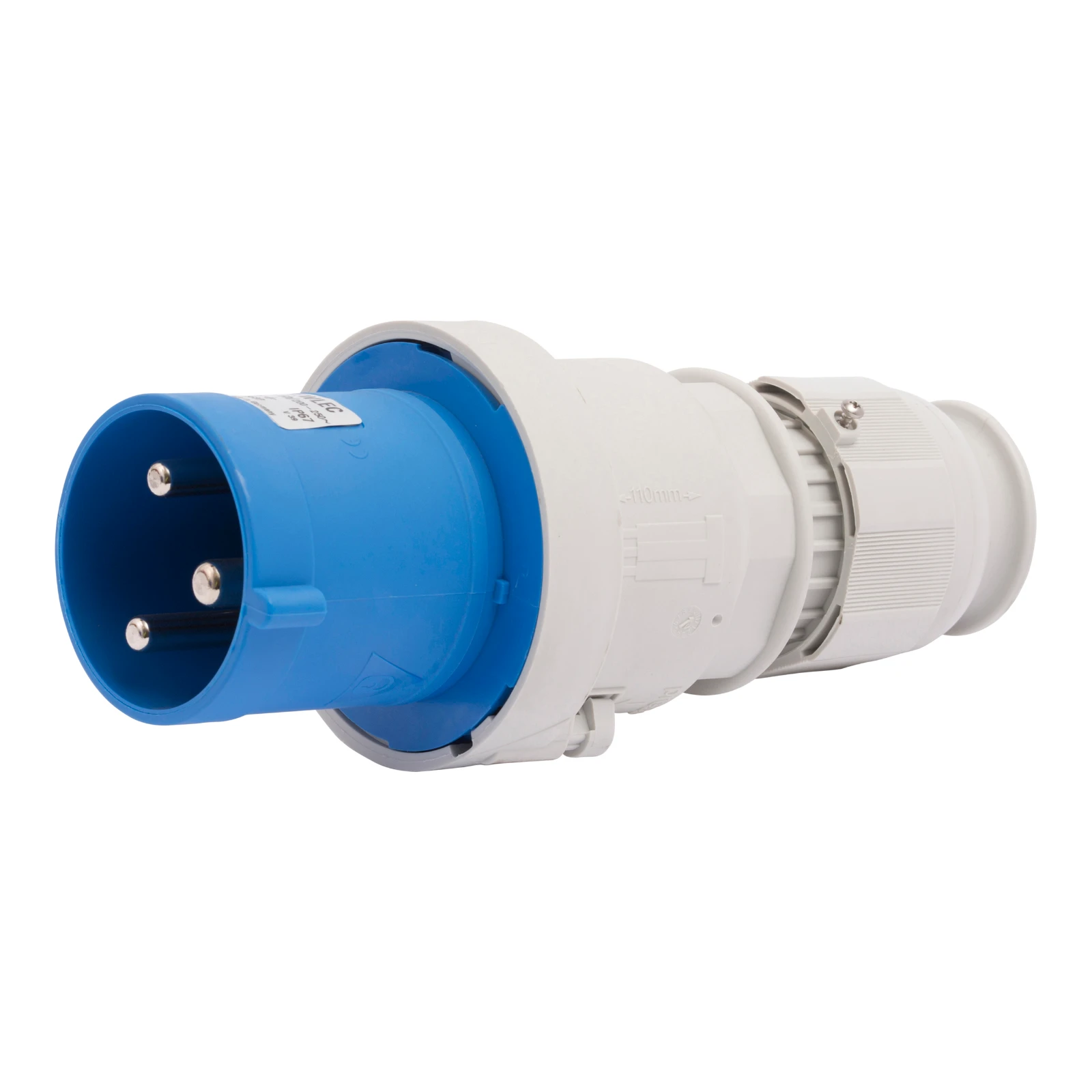 Newlec Industrial Power Plug Male Screwless 2P+E 63A 230V IP44 Blue - Image 2