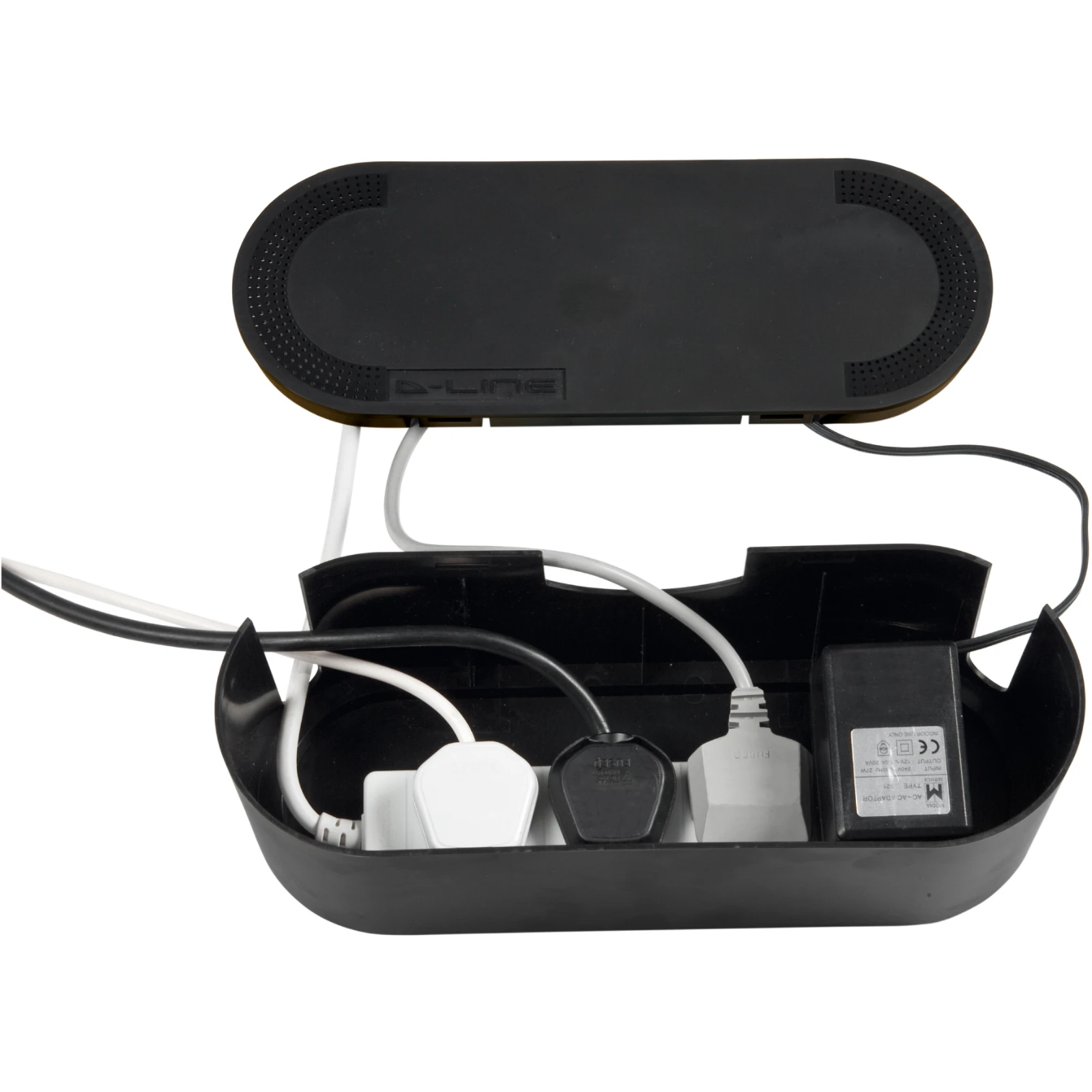 D-Line Unit Cable Tidy Socket Extension Housing 325 x 125 x 115mm Black Small - Image 2