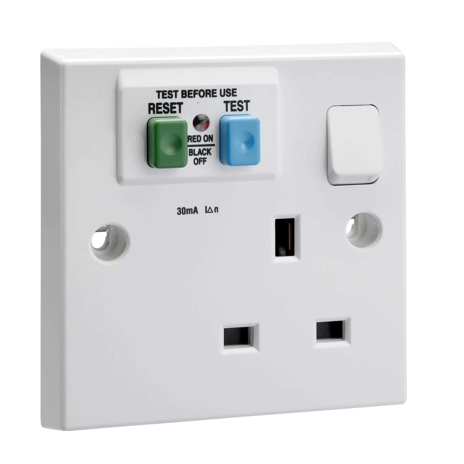 Schneider Electric Exclusive Square edge white moulded, socket outlet with RCD, 1 gang, w - Image 2