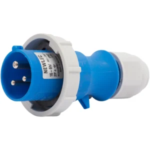 Newlec Industrial Power Plug Male Screwless 2P+E 16A 230V IP67 Blue
