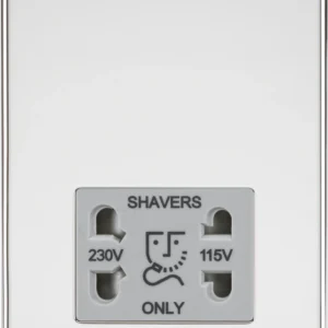 Knightsbridge MLA Screwless 115/230V Dual Voltage Shaver Socket - Polished Chrome with Grey Insert