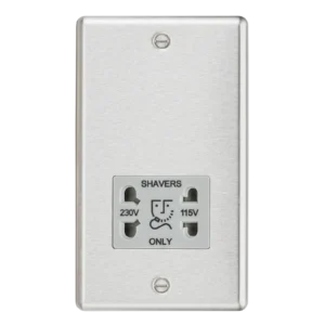 Knightsbridge MLA 115-230V Dual Voltage Shaver Socket with Grey Insert - Rounded Edge Brushed Chrome