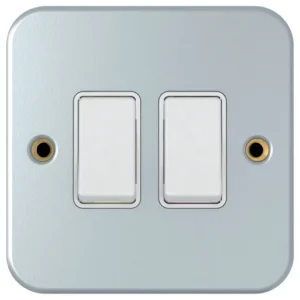 Newlec Metal Clad 2 Gang 2 Way 10Ax Light Switch