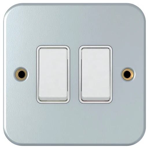 Newlec Metal Clad 2 Gang 2 Way 10Ax Light Switch